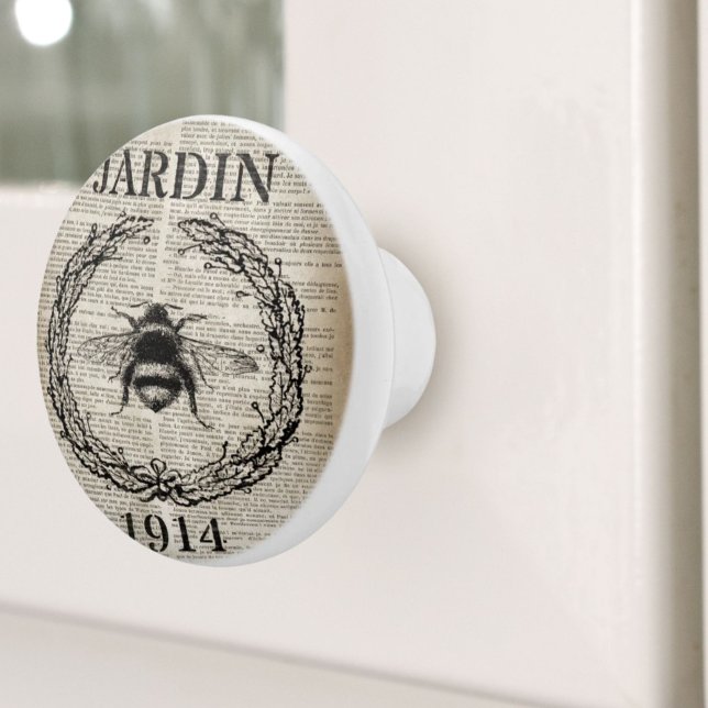 dictionary print french country vintage bee ceramic knob (dictionary print french country vintage bee ceramic knob)
