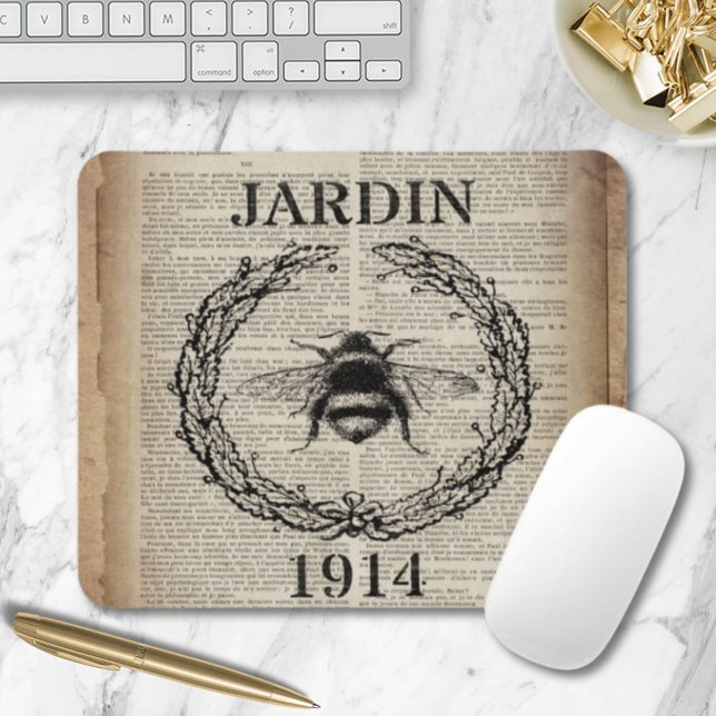 dictionary print french country vintage bee mouse pad (dictionary print french country vintage bee mouse pad)