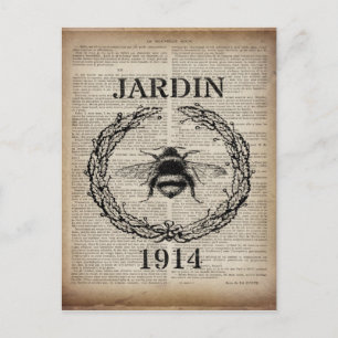 dictionary print french country vintage bee postcard