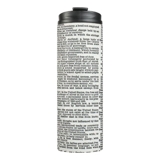 Dictionary print  thermal tumbler (Front)
