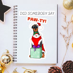 Did Somebody Say Paw-ty! Cute Doberman Christmas<br><div class="desc">This adorable sticker is perfect for Doberman Pinscher enthusiasts! With its playful "Did Somebody Say Paw-ty!" text,  it adds charm to laptops,  water bottles,  notebooks,  and more. Spread holiday cheer with this contour kiss-cut vinyl sticker!</div>