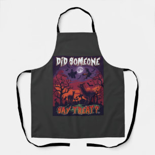 Did Someone Say Treat Halloween Alpaca Witch Moon  Apron