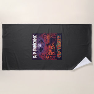 Did Someone Say Treat Halloween Alpaca Witch Moon  Beach Towel