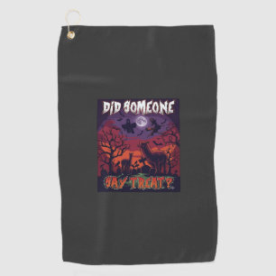 Did Someone Say Treat Halloween Alpaca Witch Moon Golf Towel