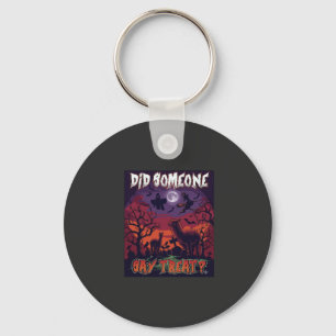 Did Someone Say Treat Halloween Alpaca Witch Moon  Key Ring