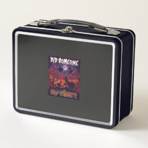 Did Someone Say Treat Halloween Alpaca Witch Moon Metal Lunch Box