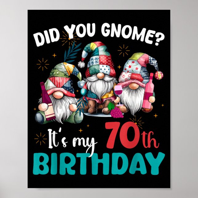 Did You Gnome Its My 70th Birthday 70 Year Old Gno Poster (Front)