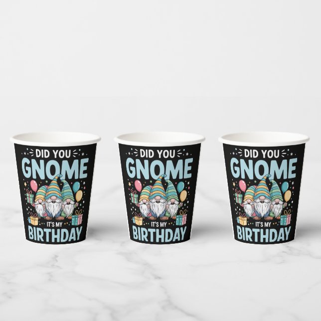 Did You Gnome It's My Birthday Gnomies Party Gnome Paper Cups (Multi)