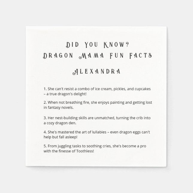 Did You Know? Dragon Mama Fun Facts  Napkin (Front)