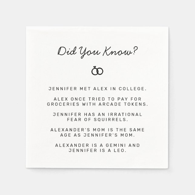 Did You Know Engagement Facts Napkin (Front)