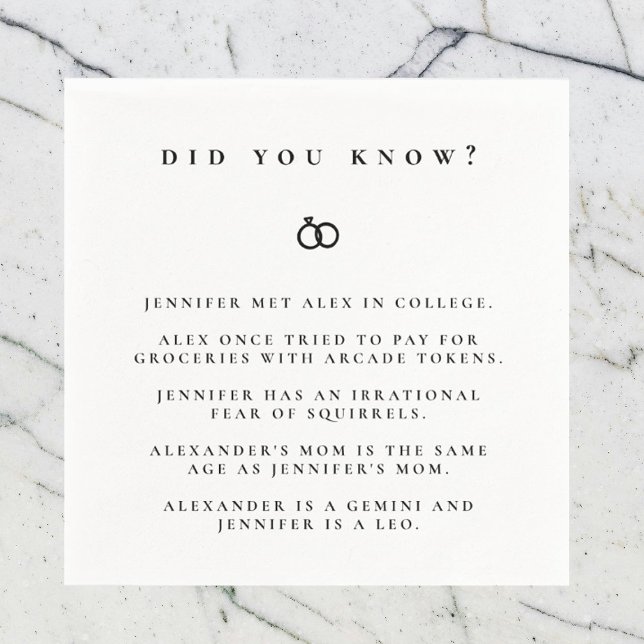Did You Know Engagement Facts Napkin (Creator Uploaded)
