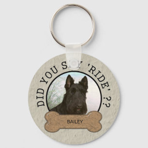 Did You Say Ride? Funny Dog Custom Photo and Name Key Ring
