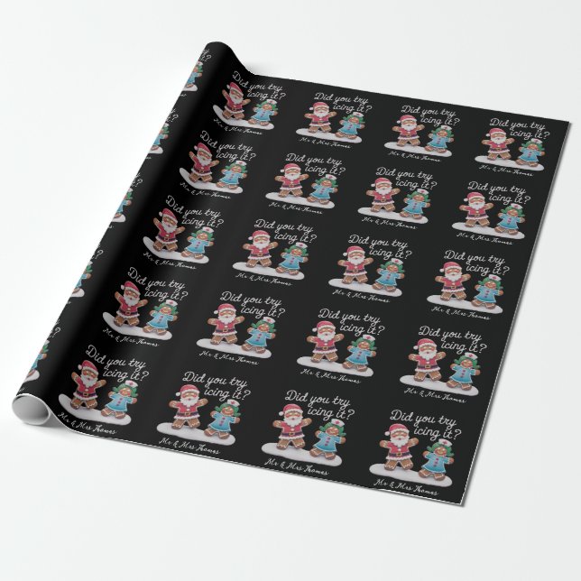 Did You Try Icing It? Funny Gingerbread Nurse  Wrapping Paper (Unrolled)
