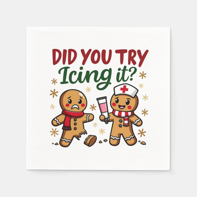 Did You Try Icing It Funny Gingerbread Nursing  Napkin (Front)