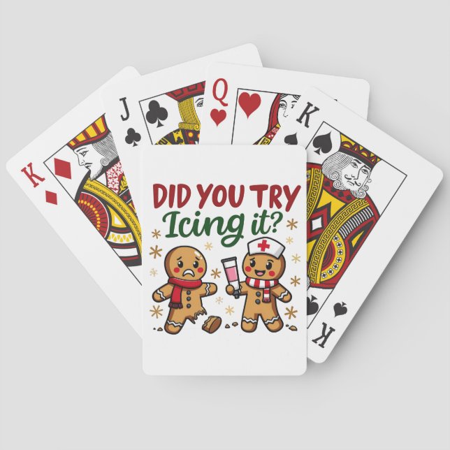 Did You Try Icing It Funny Gingerbread Nursing  Playing Cards (Back)