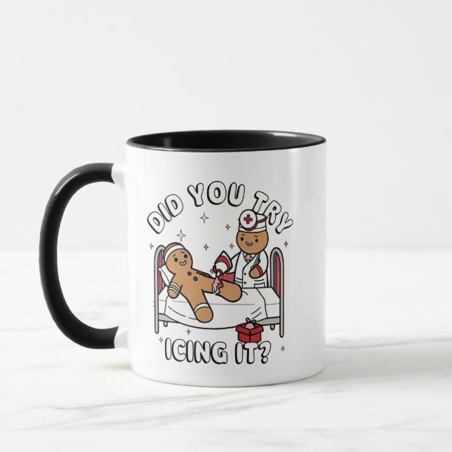 Did You Try Icing It Gingerbread Nursing Christmas Mug (Left)