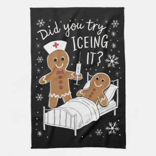 Did You Try Icing It School Nurse Christmas Cookie Tea Towel
