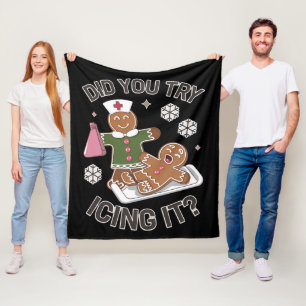 Did You Try Icing It School Nurse Christmas PICU Fleece Blanket