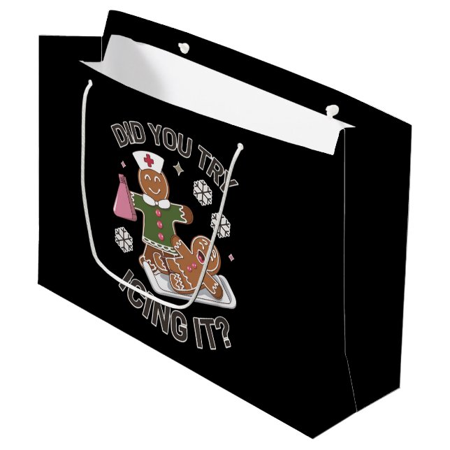 Did You Try Icing It School Nurse Christmas PICU  Large Gift Bag (Front Angled)