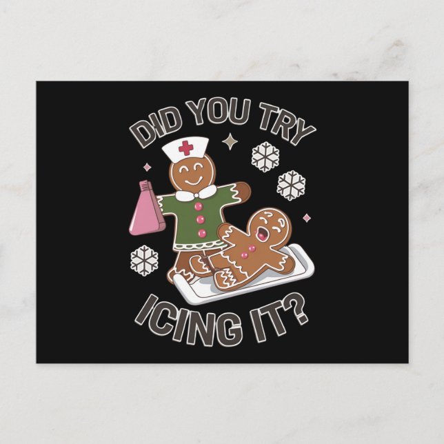 Did You Try Icing It School Nurse Christmas PICU  Postcard (Front)