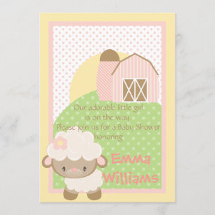 Diddles Farm Lamb Baby Shower Invitation