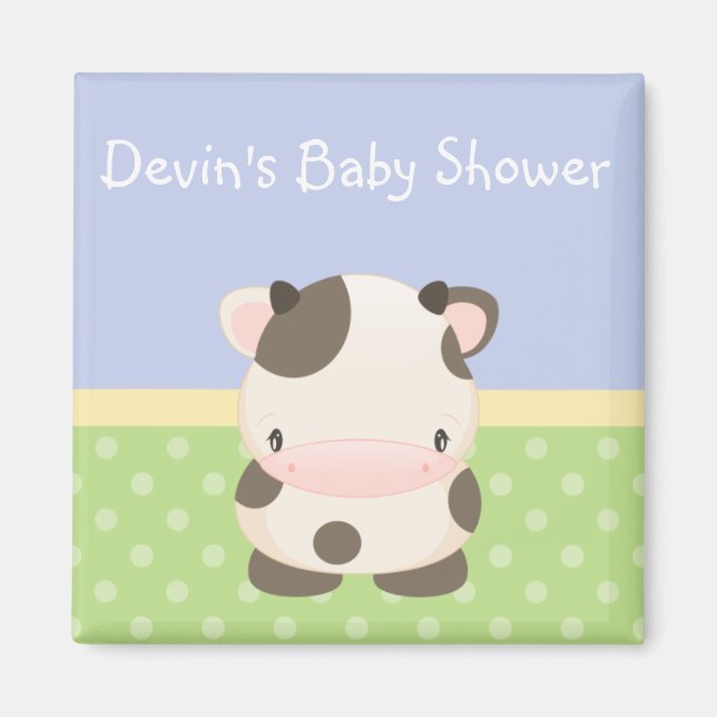 Diddles Farm Moo-Cow Baby Shower Magnet Favour B (Front)