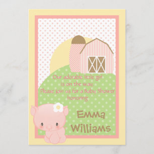 Diddles Farm Pig  Baby Shower Invitation-Pink-Blue Invitation