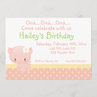 Diddles Farm Pig Birthday Invitation
