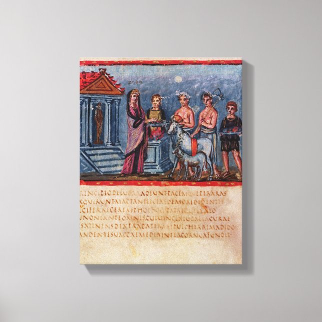 Dido making a sacrifice, from Vergilius Vaticanus Canvas Print (Front)