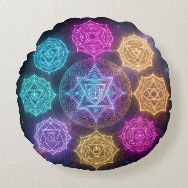 Die 7 Chakren´6 Round Cushion (Front)