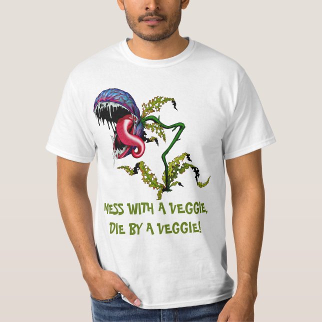 DIE BY A VEGGIE: CARNIVOROUS PLANT T-Shirt (Front)