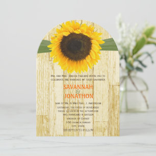 Die Cut  Barn Wood Sunflower Wedding Invitation