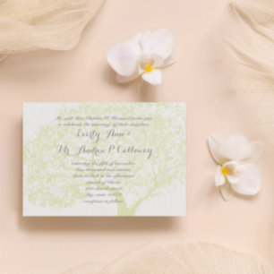 Die Cut Grey and Green Forest Tree Wedding Invitation