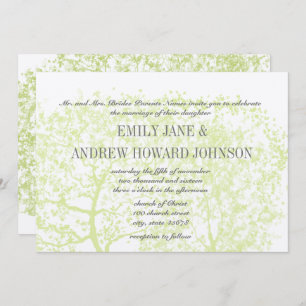 Die Cut Grey and Green Tree Weddings Personalised Invitation