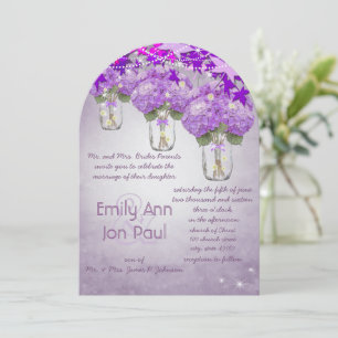 Die Cut Radiant Purple Mason Jar Wedding Invitation