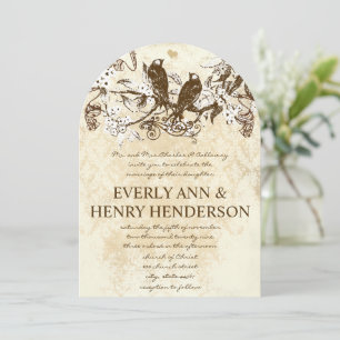 Die Cut Rustic Cherry Blossom Love Birds Wedding Invitation
