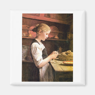 Die kleine Kartoffelschälerin Girl Peeling Potatos Magnet