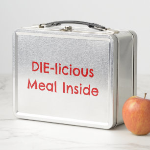 ‘DIE-licious Meal Inside’ Funny Horror Dark Humour Metal Lunch Box
