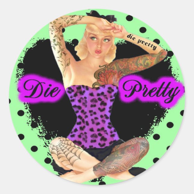 Die Pretty Classic Round Sticker (Front)