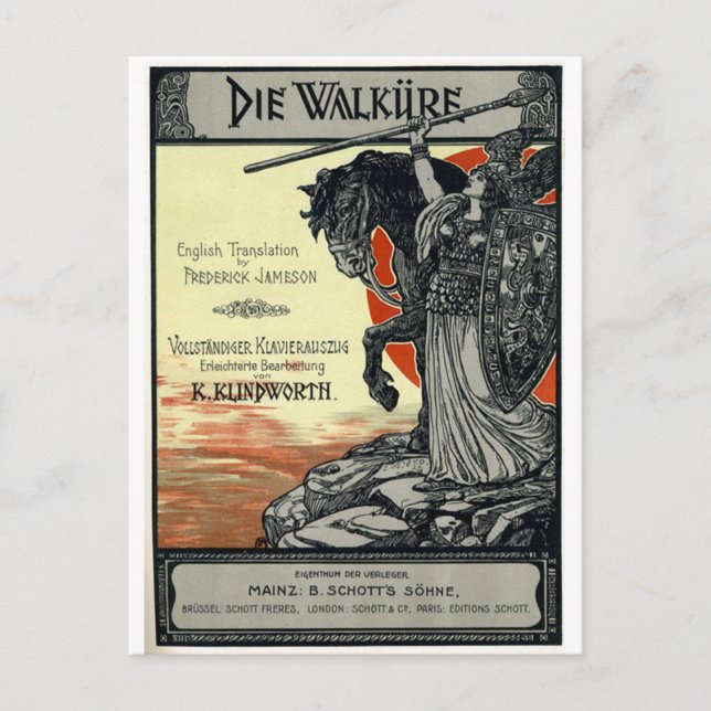 Die Walküre (Vocal score title page, 1899) Postcard (Front)