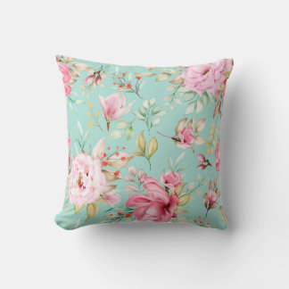 Die Watercolour Floral Blue Rose Seamless  Cushion