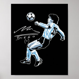 Diego Maradona Eighties Signature Soccer Legend Poster