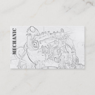 Diesel Engine Square Mechanic Business Card White