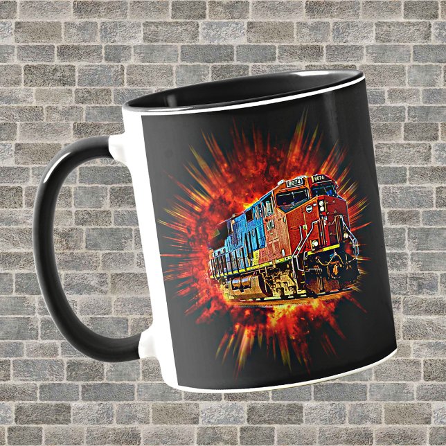 Diesel Locomotive Train Bursting Out Mug (Creator Uploaded)