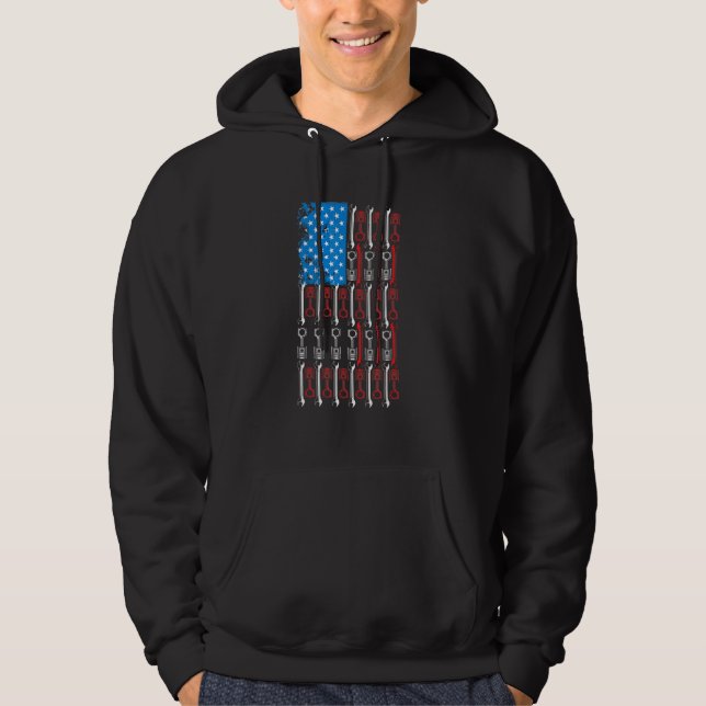 Diesel Mechanic Car Fixing American Flag Auto Repa Hoodie (Front)