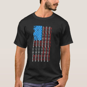 Diesel Mechanic Car Fixing American Flag Auto Repa T-Shirt