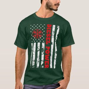 Diesel Power American Flag Thin red line dizel T-Shirt