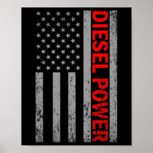 Diesel Power Usa Flag Truck Turbo Brothers Mechani Poster