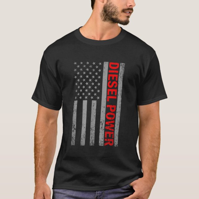 Diesel Power USA Flag Truck Turbo Brothers Mechani T-Shirt (Front)