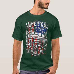 Diesel Power USA Flag Tshirt Truck 4X4 Power